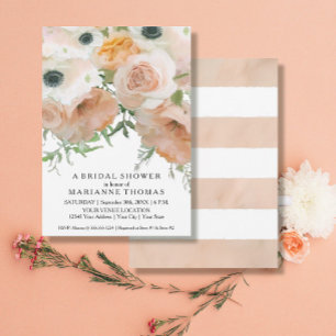 Invitation Moderne Simple Floral Blush Coral Fleurs Bridal