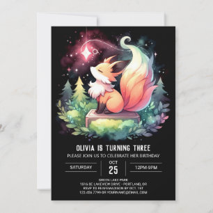 Invitation Moderne Simple Fox Anniversaire numérique