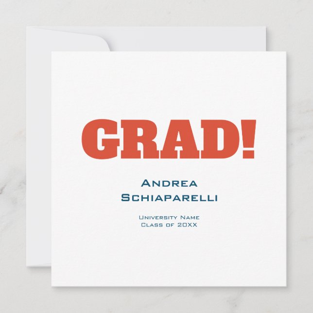 Invitation Moderne Simple Graduation Party Carré rouge et ble (Devant)