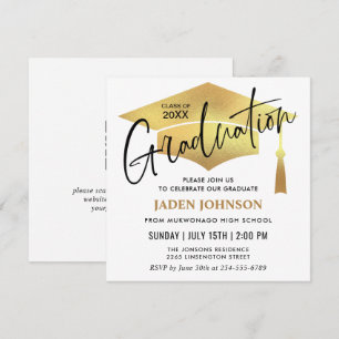 Invitation Moderne Simple Graduation Party QR code
