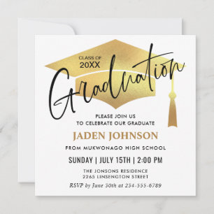 Invitation Moderne Simple Graduation Party QR code