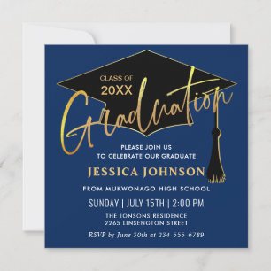 Invitation Moderne Simple Graduation Party QR code