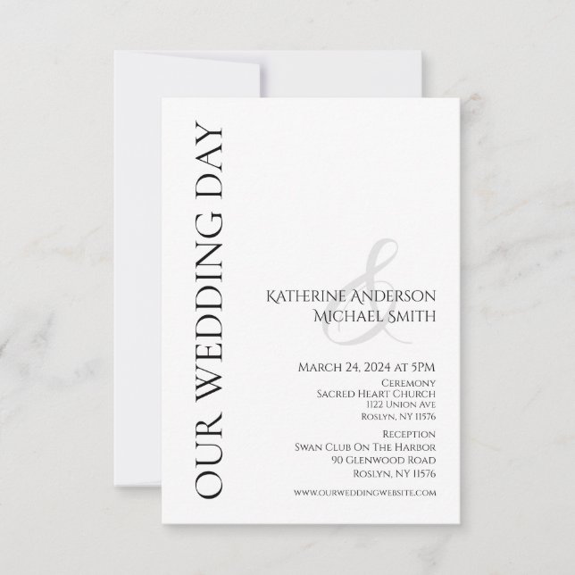 Invitation Moderne simple Mariage-noir et blanc (Devant)
