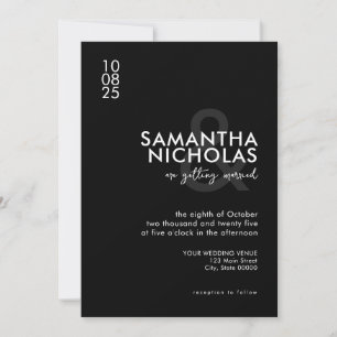 Invitation Moderne simple Mariage noir et blanc