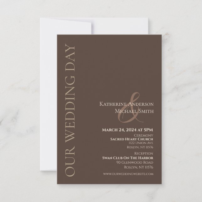 Invitation Moderne Simple Mariage-Pays Brown (Devant)