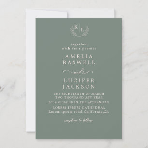 Invitation Moderne Simple minimaliste Mariage vert Sage