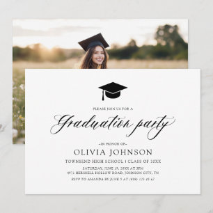 Invitation Moderne Simple Minimaliste Photo Graduation Party