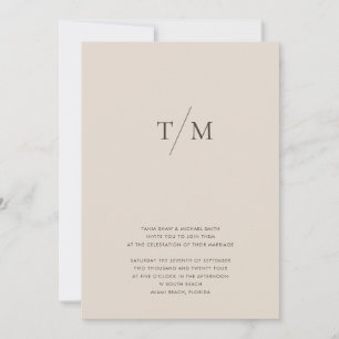 Invitation Moderne simple Monogramme Sand Mix & Match Mariage