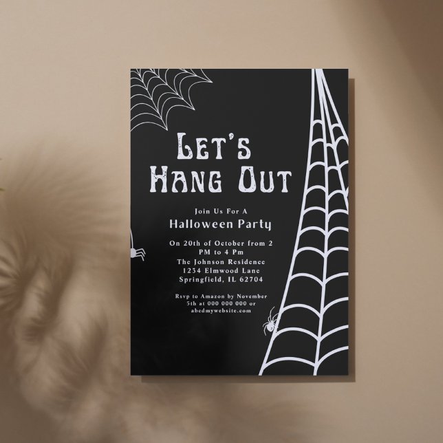 Invitation Moderne Simple noir d'Halloween araignée pendent (Créateur téléchargé)