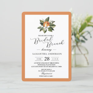 Invitation Moderne simple orange et feuille verte