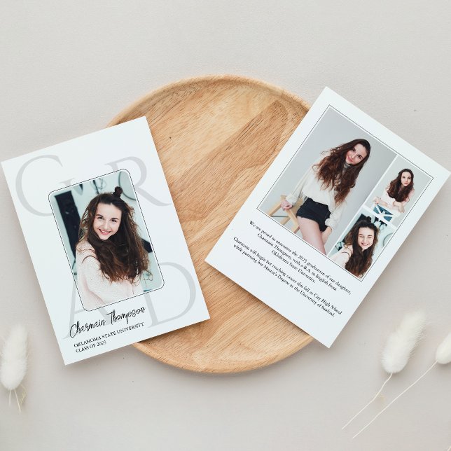 Invitation Moderne Simple Script Photo Collage Graduation (Créateur téléchargé)