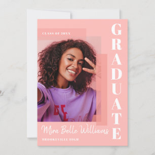 Invitation Moderne simple tendance Graduation rose photo