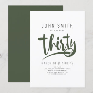 Invitation Moderne, Simple, Trentième anniversaire masculin