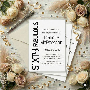 Invitation Moderne Soixante ans et Incroyable Fête d'annivers