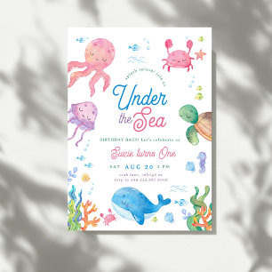 Invitation Moderne sous la mer Enfants 1er anniversaire Fête 