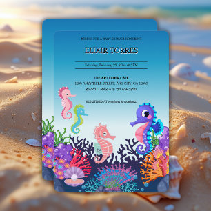Invitation Moderne sous le Baby shower de Seahorse