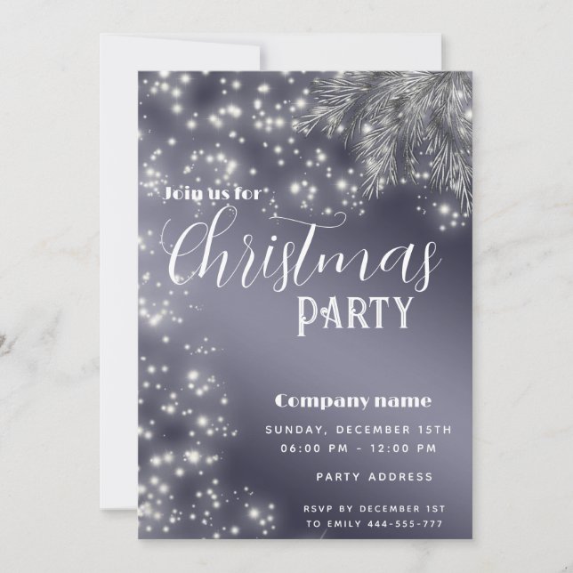 Invitation Moderne Sparkle pin branche entreprise Noël (Devant)