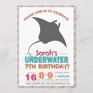 Invitation moderne Sting Ray rose et orange