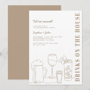 Invitation Moderne Taupe Fête naturelle de chauffage domestiq
