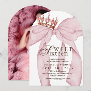 Invitation Moderne Tendances Rose Bow Sweet 16 Anniversaire 