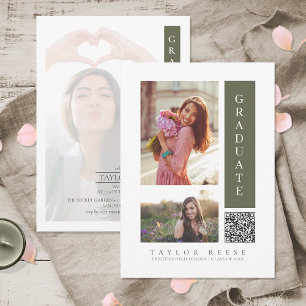 Invitation Moderne Trois diplômes photo QR Code ID1099