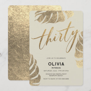 Invitation Moderne Tropical Gold Elegant Foliage 30e annivers