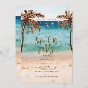 invitation moderne tropicale du bonbon 16 à plage