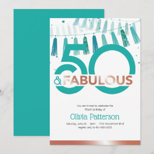Invitation Moderne Turquoise 50 et fabuleux Cinquante Anniver