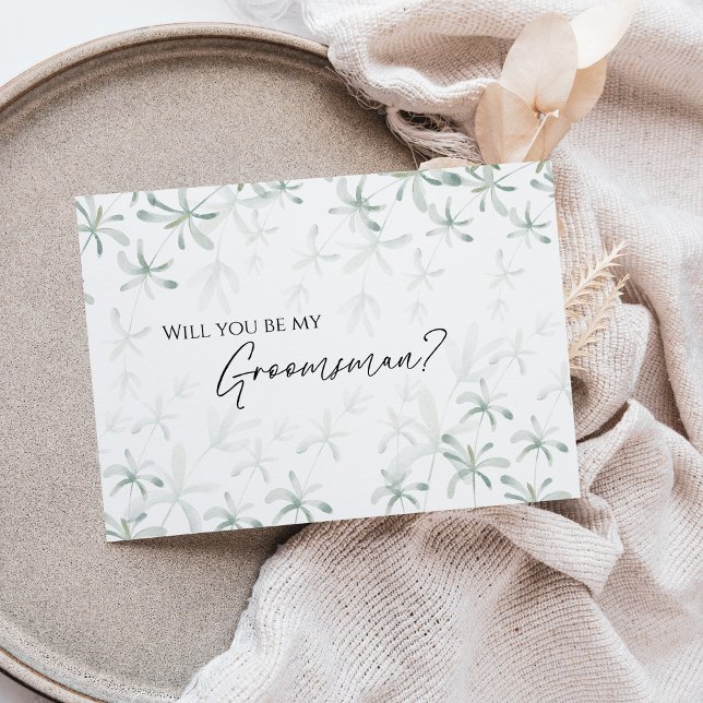 Invitation Moderne verdure White Mariage Groomsman Propositio (Créateur téléchargé)