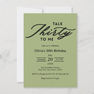 Invitation Moderne Vert Sauge Parle Moi Trente 30e Anniversai