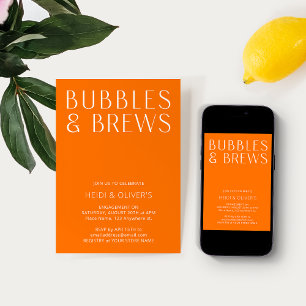 Invitation Moderne Vibrant Orange Bubbles & Brews Fiançailles