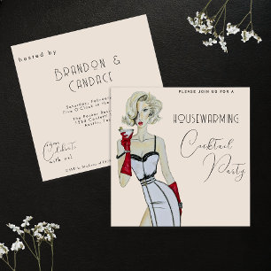 Invitation Moderne Vintage Réchauffement de la maison Cocktai