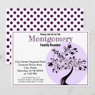 Invitation Moderne Violet et Arbre Noir Réunion familiale