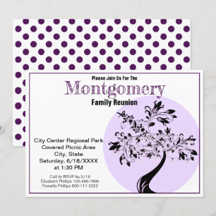 Invitation Moderne Violet et Arbre Noir Réunion familiale
