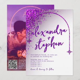 Invitation Moderne Violet Viva Magenta Velvet Résumé Abstrait