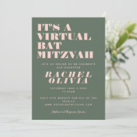 Moderne virtuel en ligne rose et Bat mitzvah vert