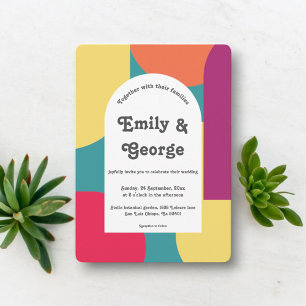Invitation Moderne Whimsical coloré Super Mariage Abstrait