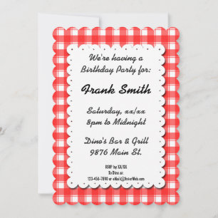 Invitation modifiable à carreaux Gingham rouge et 
