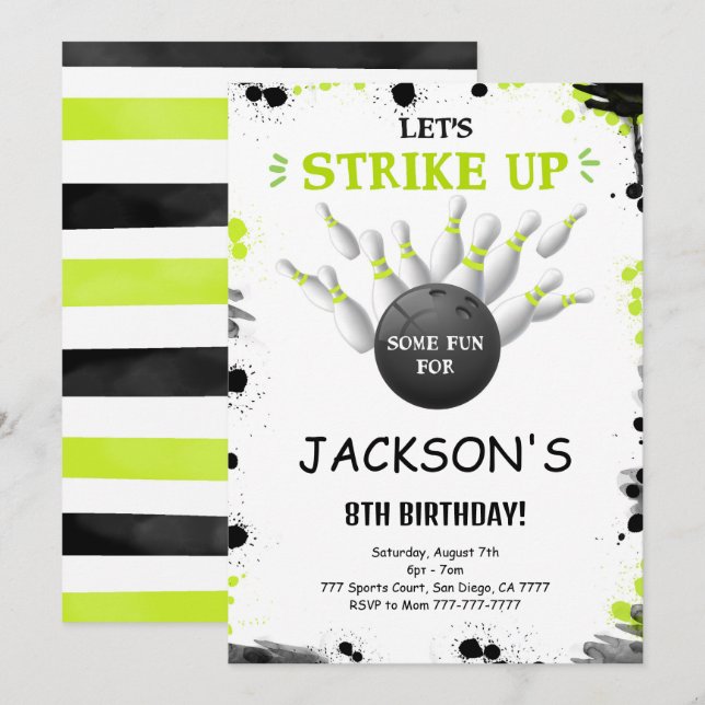 Invitation modifiable de quille noire (Devant / Derrière)