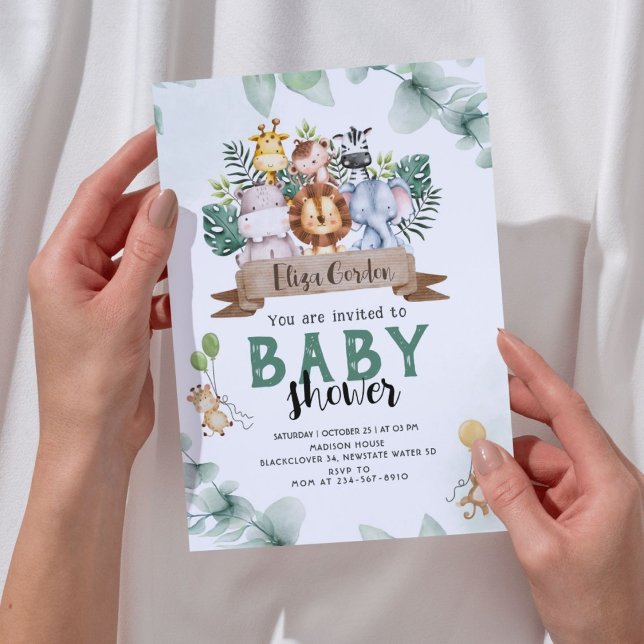 Invitation modifiable du Baby shower de la Jungle (Jungle Baby Shower Party Editable Invitation)