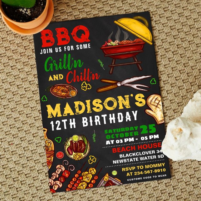 Invitation modifiable pour fête de grillades et de (BBQ)