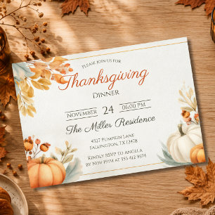 Invitation modifiable pour le dîner de Thanksgivin
