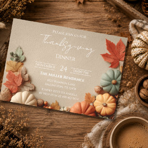 Invitation modifiable pour le dîner de Thanksgivin