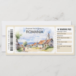 Invitation Modifiable Roumanie billet avion, Roumanie voyage
