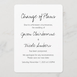 Invitation Modification des plans Replanifier le Mariage phot
