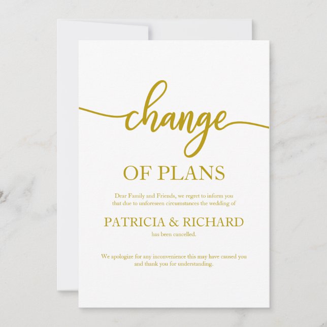 Invitation Modification Des Plans Reportés Annulés Mariage Go (Devant)