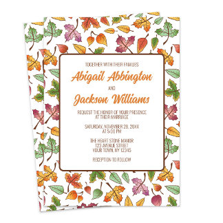 Invitation Modification du Mariage de automne Feuille