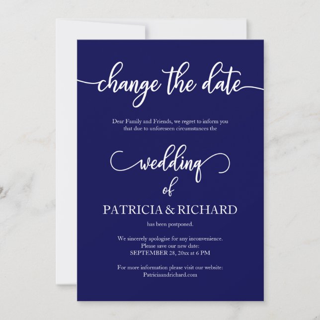 Invitation Modifier La Date À Laquelle Le Mariage A Reporté M (Devant)