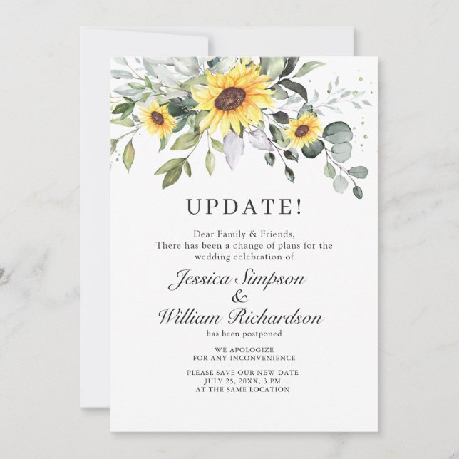 Invitation Modifier la date reportée Elegant Eucalyptus (Devant)