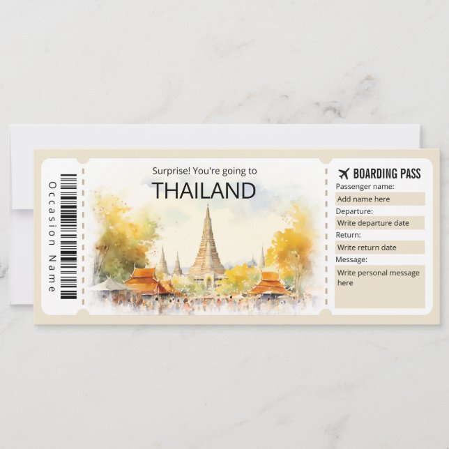 Invitation Modifier Thaïlande Avion billet Thaïlande Voyage T (Devant)